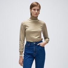 クロエンス(cloenc)の【手洗い可】カシミヤ混リブボーダータートルニット