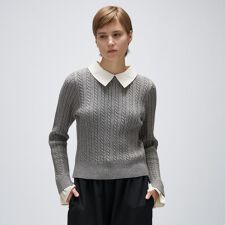 2wayバイカラーミニケーブルニット