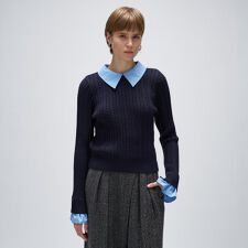 クロエンス(cloenc)の2wayバイカラーミニケーブルニット