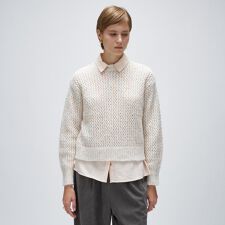 【手洗い可】メランジドルマンクロップドニット