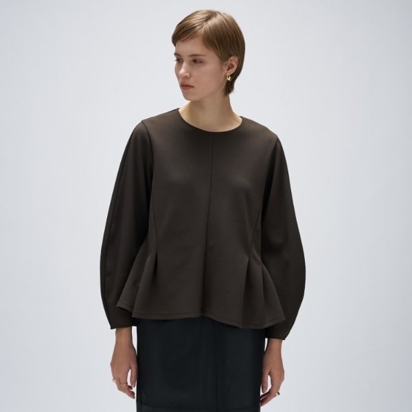 【セットアップ／マシンウォッシュ】カットジョーゼットペプラムプルオーバー