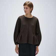 【セットアップ／マシンウォッシュ】カットジョーゼットペプラムプルオーバー