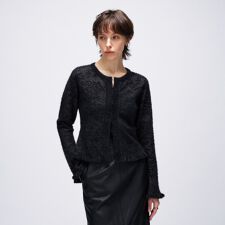 クロエンス(cloenc)の【手洗い可】フェザーヤーンレースニットカーディガン