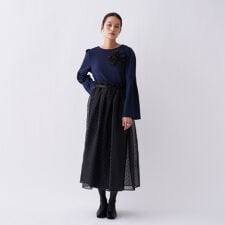 【セットアイテム／オケージョン／手洗い可】ドットチュールレイヤードセットワンピース