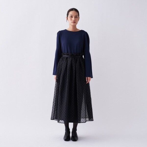 セットアイテム／手洗い可】ドットチュールレイヤードセットワンピース