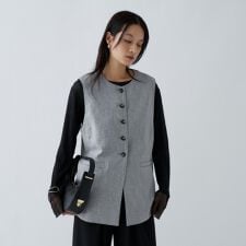 【セットアップ／接触冷感／マシンウォッシュ】リネンライクジレ