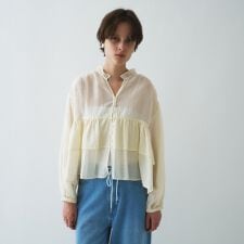 【手洗い可】シアーティアードフリルブラウス