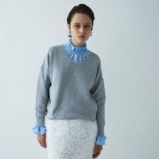 【手洗い可】Vネックラメガーターニット