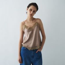 【手洗い可】サテンレースキャミソール