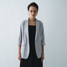 【接触冷感／UVカット／マシンウォッシュ】ハーフスリーブテーラードジャケット