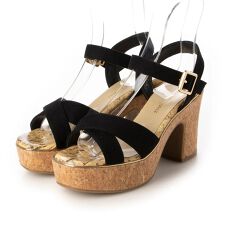 ル ソン Le son ナチュラルクロスバンドコルクヒールサンダル
