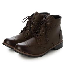 【Le son/ル ソン】メダリオンレースアップショートブーツ