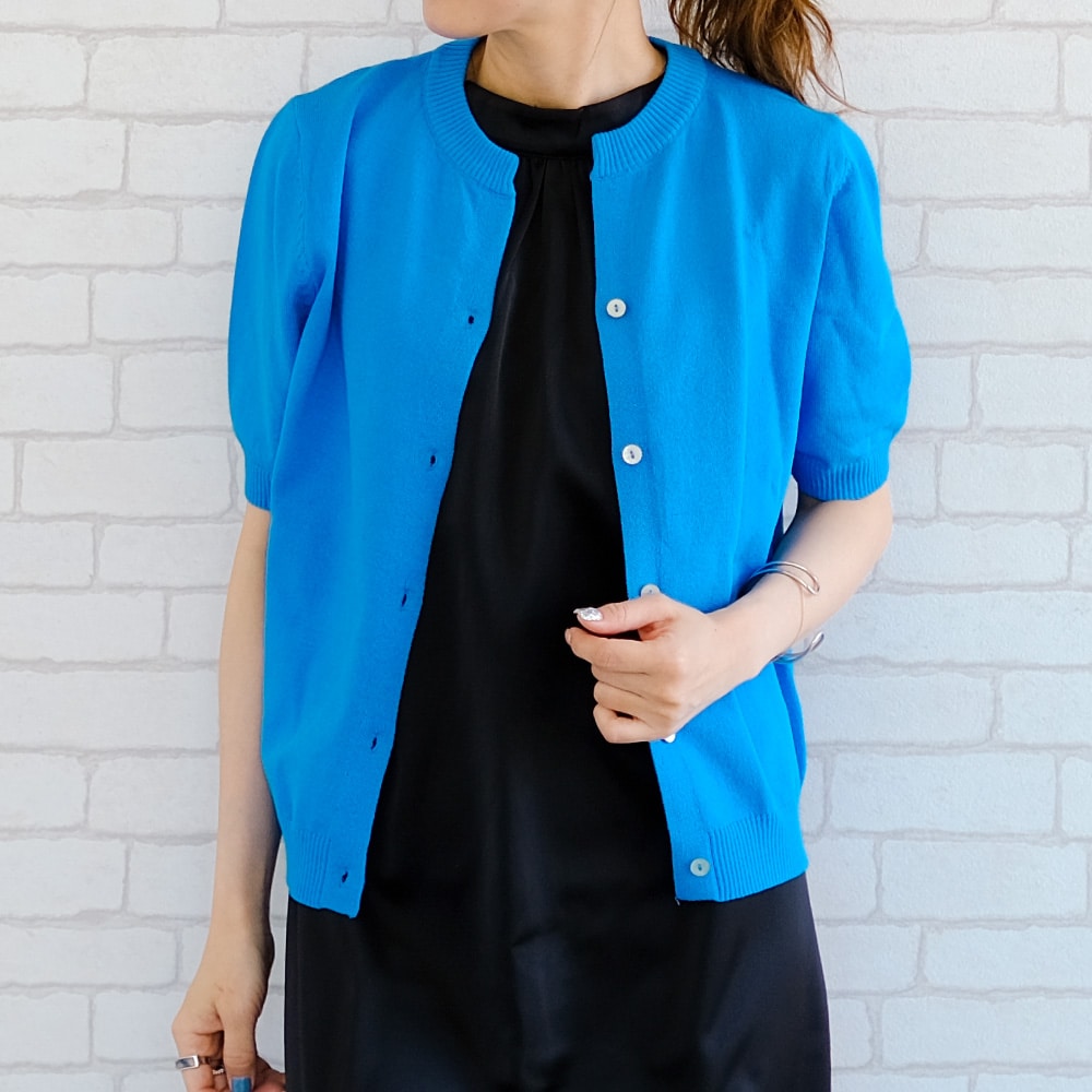 半袖サマーニットカーディガン レディース 春 夏 半袖 | アクア
