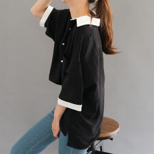 メンズライククレリックシャツ 春 夏 秋