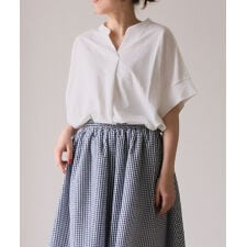 接触冷感キーネックカットソー レディース 春 夏 M L 半袖 五分袖