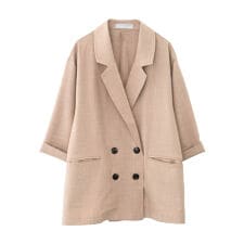 リネンライクダブルブレスト半袖テーラードジャケット