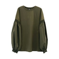 異素材MIXパフスリーブカットソー