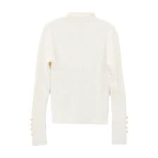 ハイネック袖ハートボタンリブニット