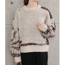 ニュアンス柄ニットトップス