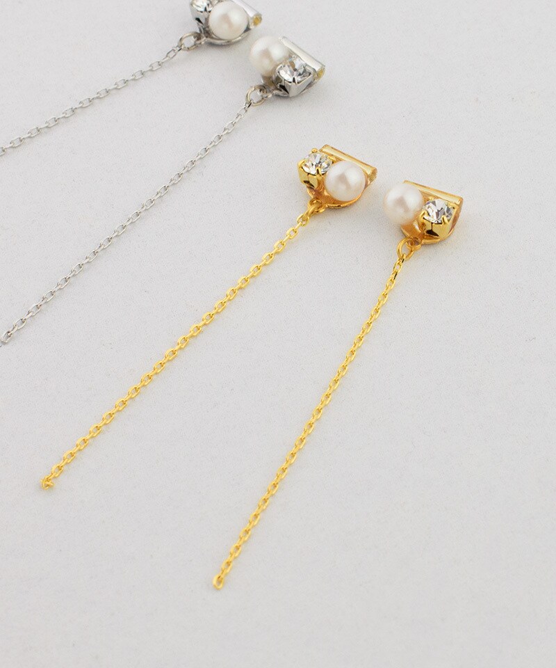 プチビジュー×ストレートチェーン | 貼るだけピアス PiPPi