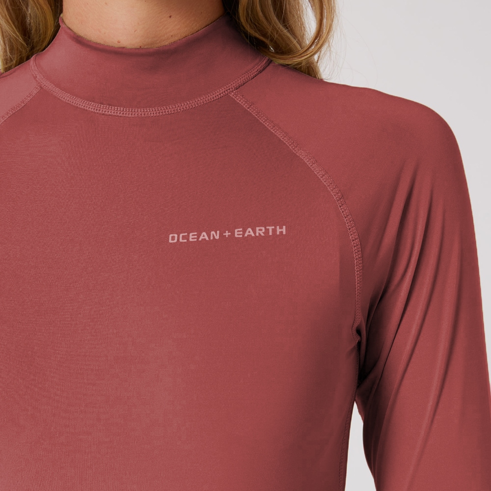 [�}���C]LADIES WAVES L/S RASH GUARD�b���f�B�[�X ���b�V���K�[�h ����/�I�[�V�����A���h�A�[�X�iOCEAN��EARTH�j Redwood