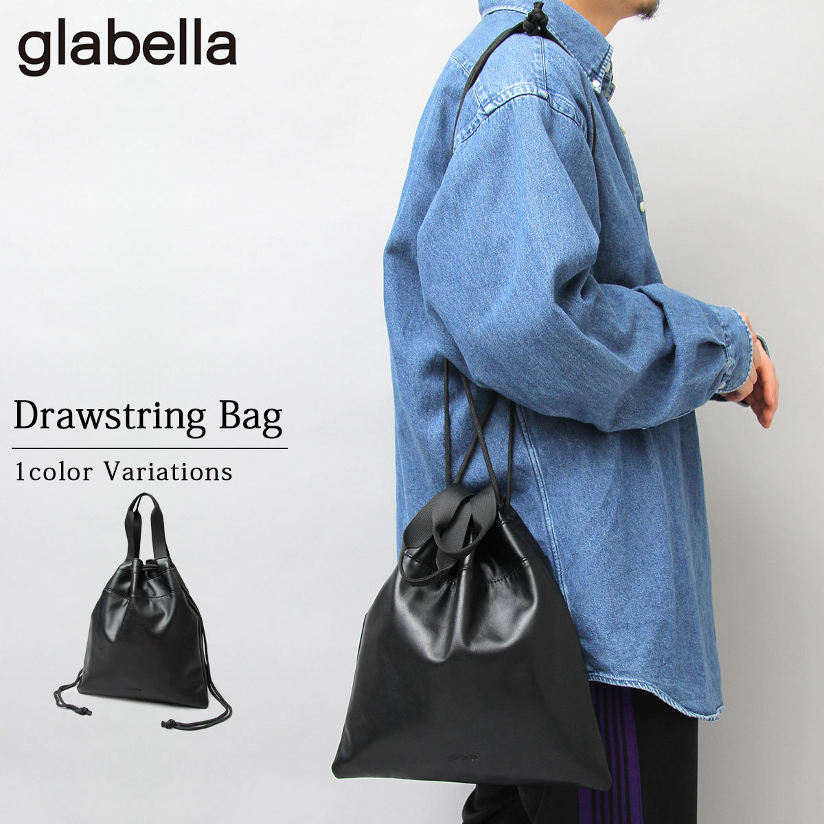 バーバリー　2way  巾着バック　黒　本革　ショルダーバッグ gl-001-bk-1.jpg