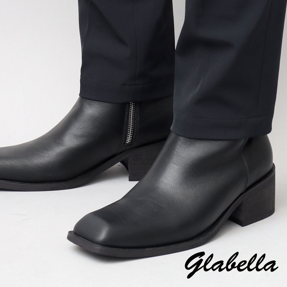 サイドジップ ショートブーツ 黒 | グラベラ(glabella) | マルイウェブ