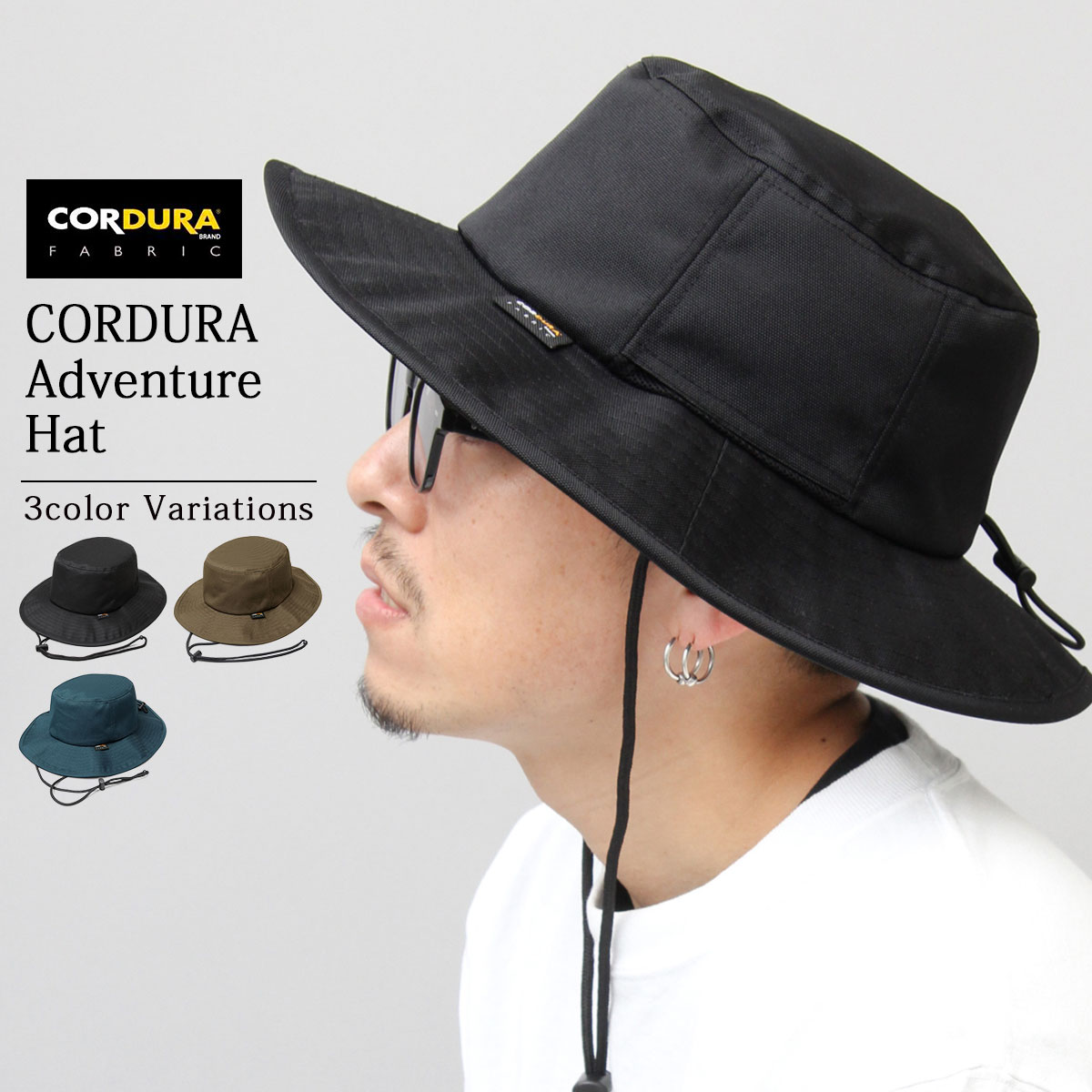 A.M.S.別注】 フェイクレザー つば広 バケットハット PUレザー デニム