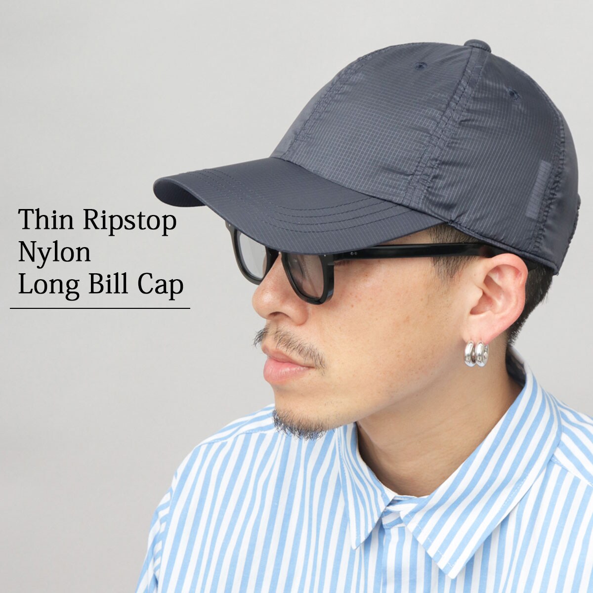 メッシュロングビルカスタムキャップ セール】ムラ染風 撥水ナイロン メッシュ切替 ロングビルキャップ つば