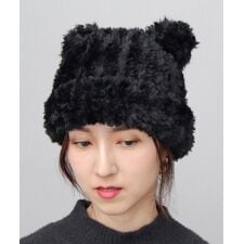 くま耳 ボリューム シャギーニットワッチ ニット帽