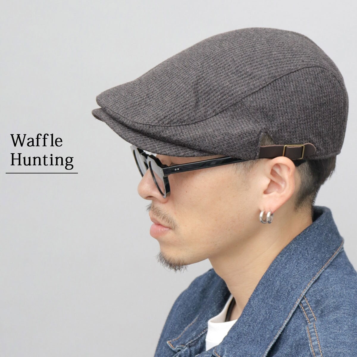 ヴィンテージレザーハンチングスタッズ付き Vintage Leather】パンチング＆ピンスタッズデザイン