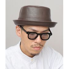 レザー調 ポークパイハット