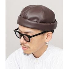 レザー調 ロールキャップ（フィッシャーマンキャップ）