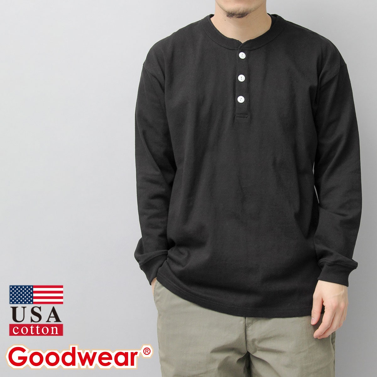 henry DUARTE 長袖Tシャツ ヘンリーネックtシャツ 長袖 メンズ tシャツ フェイクレイヤード