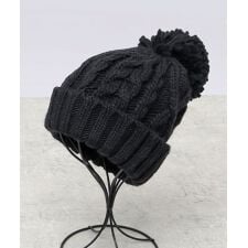 ヘビーケーブル ニット帽 ポンポン付き