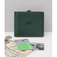 本革 がま口付き 二つ折り財布