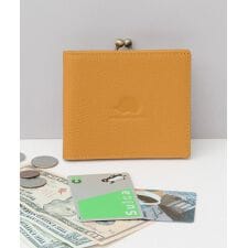 本革 がま口付き 二つ折り財布