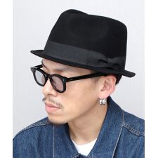 ショート フラットブリム フェルト 中折れハット