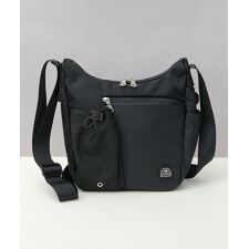 撥水ポリエステル 防水ポリウレタン切替 ショルダーバッグ 縦型 メッシュポケット付き