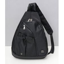 撥水ポリエステル 防水ポリウレタン切替 スリング ボディバッグ 大 メッシュポケット付き