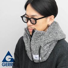 ジェリー(GERRY)のフードウォーマー メンズ ネックウォーマー フード付きネックウォーマー ボア×タフタ切り替え 無地