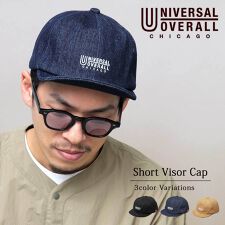 ユニバーサルオーバーオール(UNIVERSALOVERALL)のキャップ メンズ 黒 ブラック バイザーキャップ ショート アンパイアキャップ カジュアル 帽子