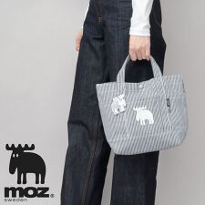 モズ(moz)のキャンバス ミニ ハンドトートバッグ エルク リフレクトチャーム付き