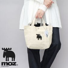 モズ(moz)のキャンバス ミニ ハンドトートバッグ エルク リフレクトチャーム付き