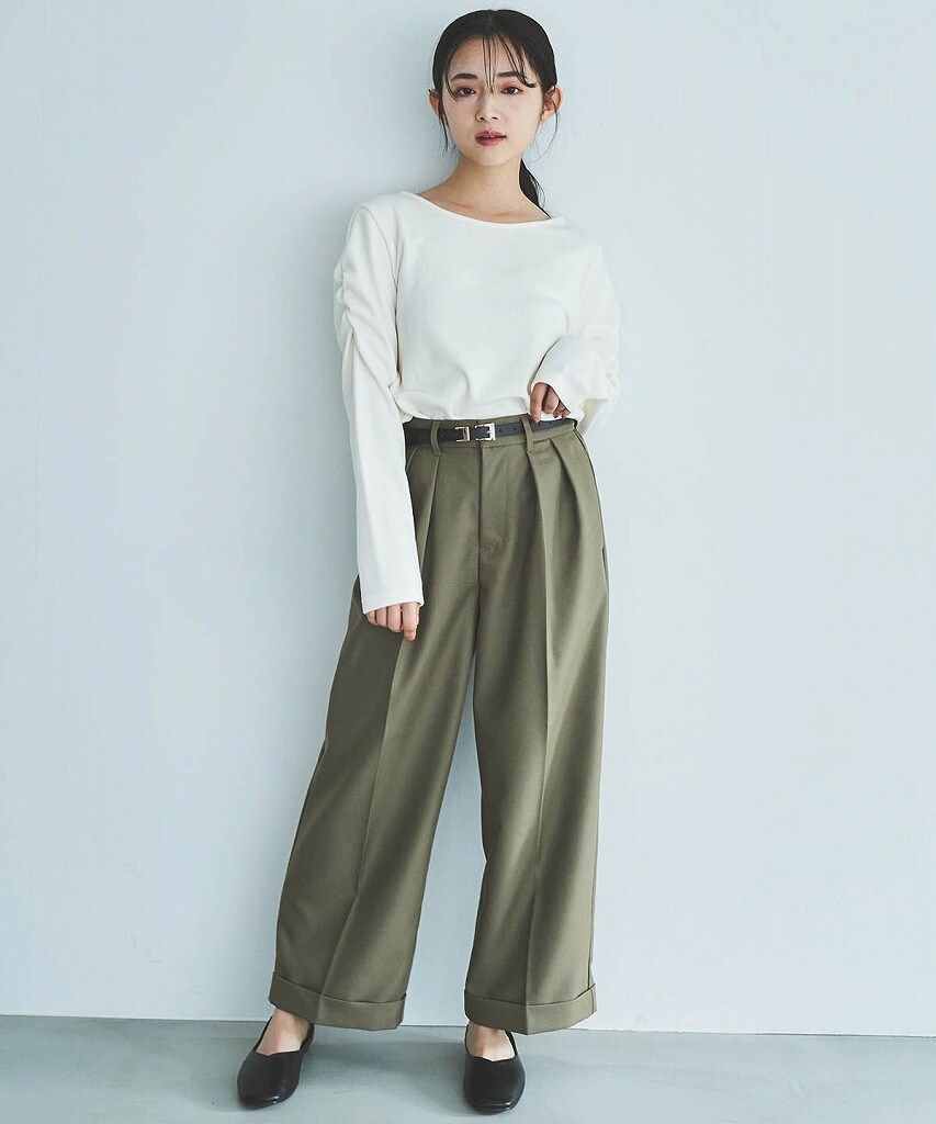 パンツ (Milky) ☆24AW新色追加！ 【mil (ミル)】【定番】ダブルタックパンツ【低身長