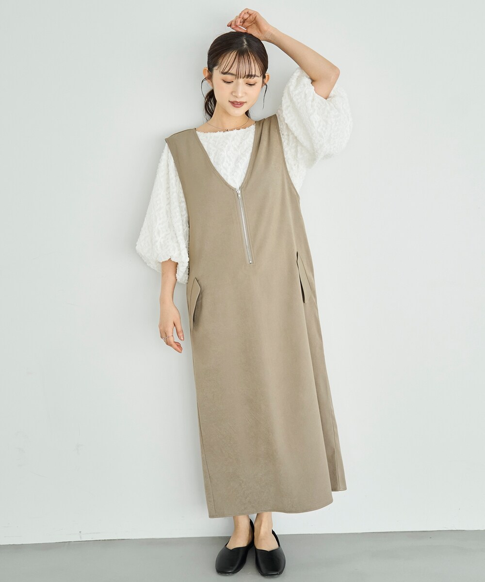 mil 低身長　Aライン ウエストタックワンピース XS mil ワンピース 「150cm前後の小柄さんサイズ」Aライン ウエスト