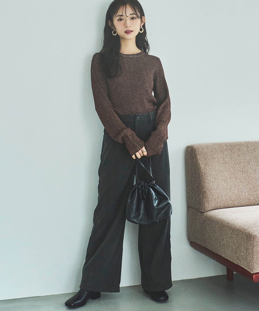 【mil (ミル)】コーデュロイセミワイドパンツ【低身長・小柄】