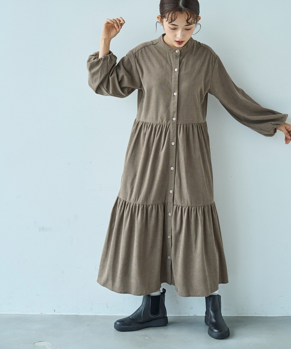 MHLコーデュロイワンピース新品サイズ2新品タグ付き mil (ミル)】【新色登場！】コーデュロイ ティアード ワンピース