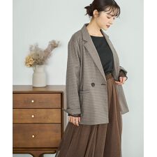 ミル(mil)の【mil (ミル)】【セットアップ対応】ダブルブレスト テーラードジャケット 無地 千鳥柄