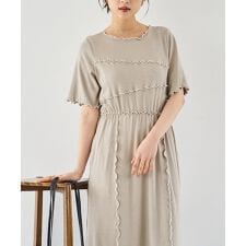 【mil (ミル)】配色メロウ デザインシーム リブワンピース
